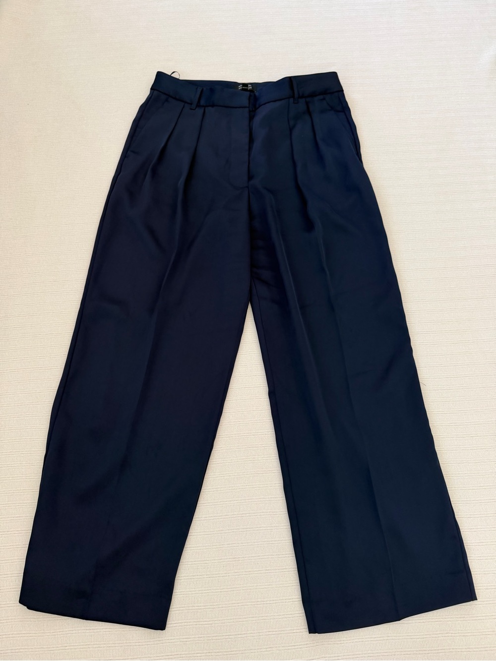 Banana Republic Pleated Wide Leg Trousers Navy Blue Size 12 BeS2